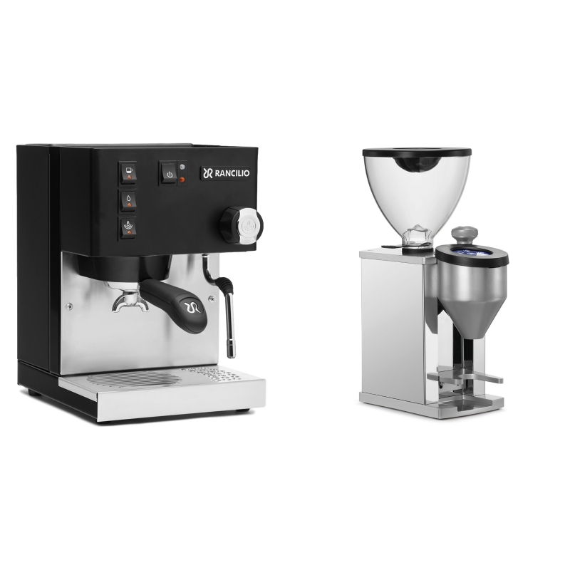 Rancilio Silvia E, černá + Rocket Espresso FAUSTINO, chrome Rancilio Silvia E, černá + Rocket Espresso FAUSTINO, chrome